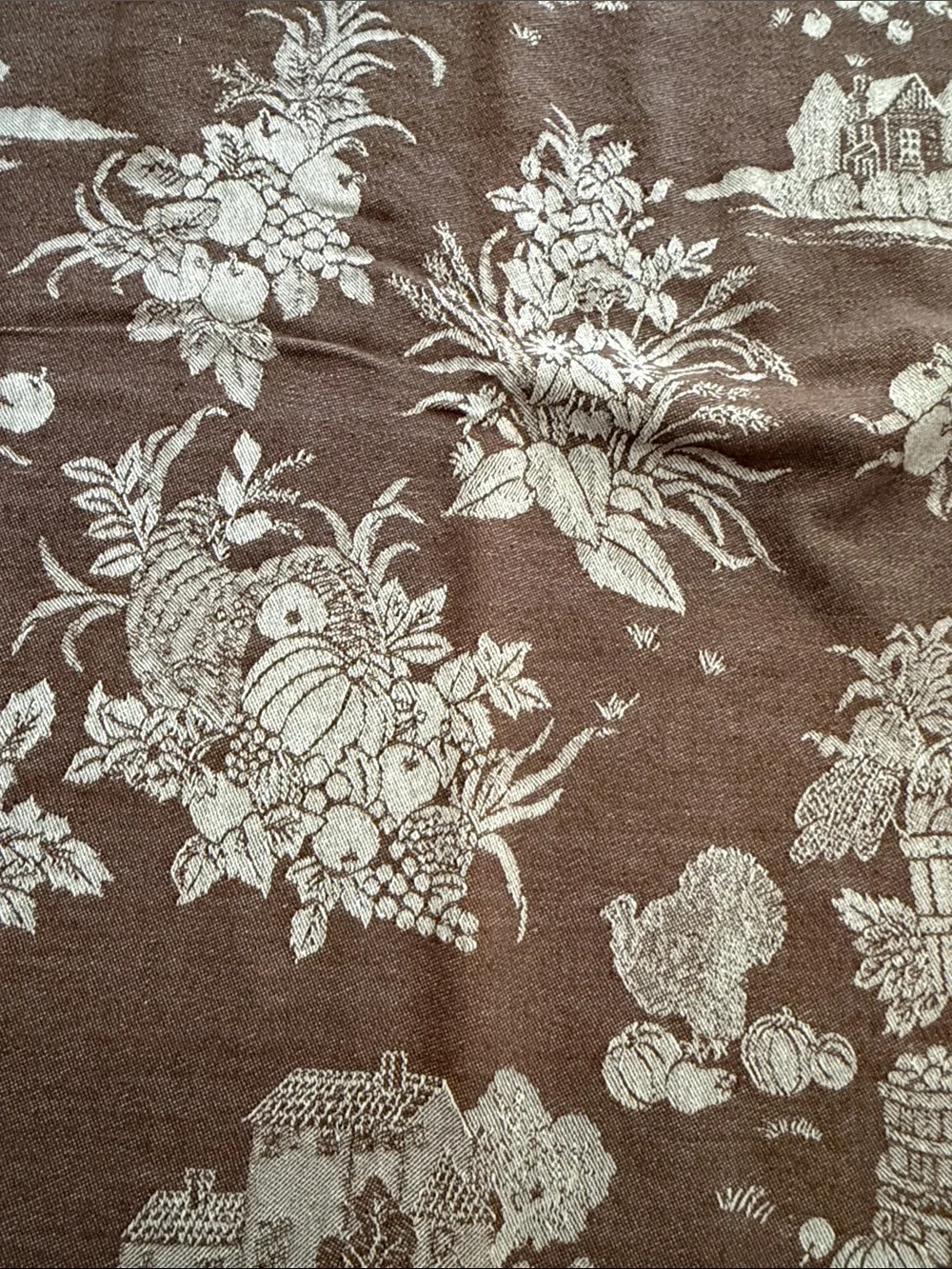 Vintage Classic Cream Harvest Toile Tablecloth -perfect for Thanksgiving 78x56